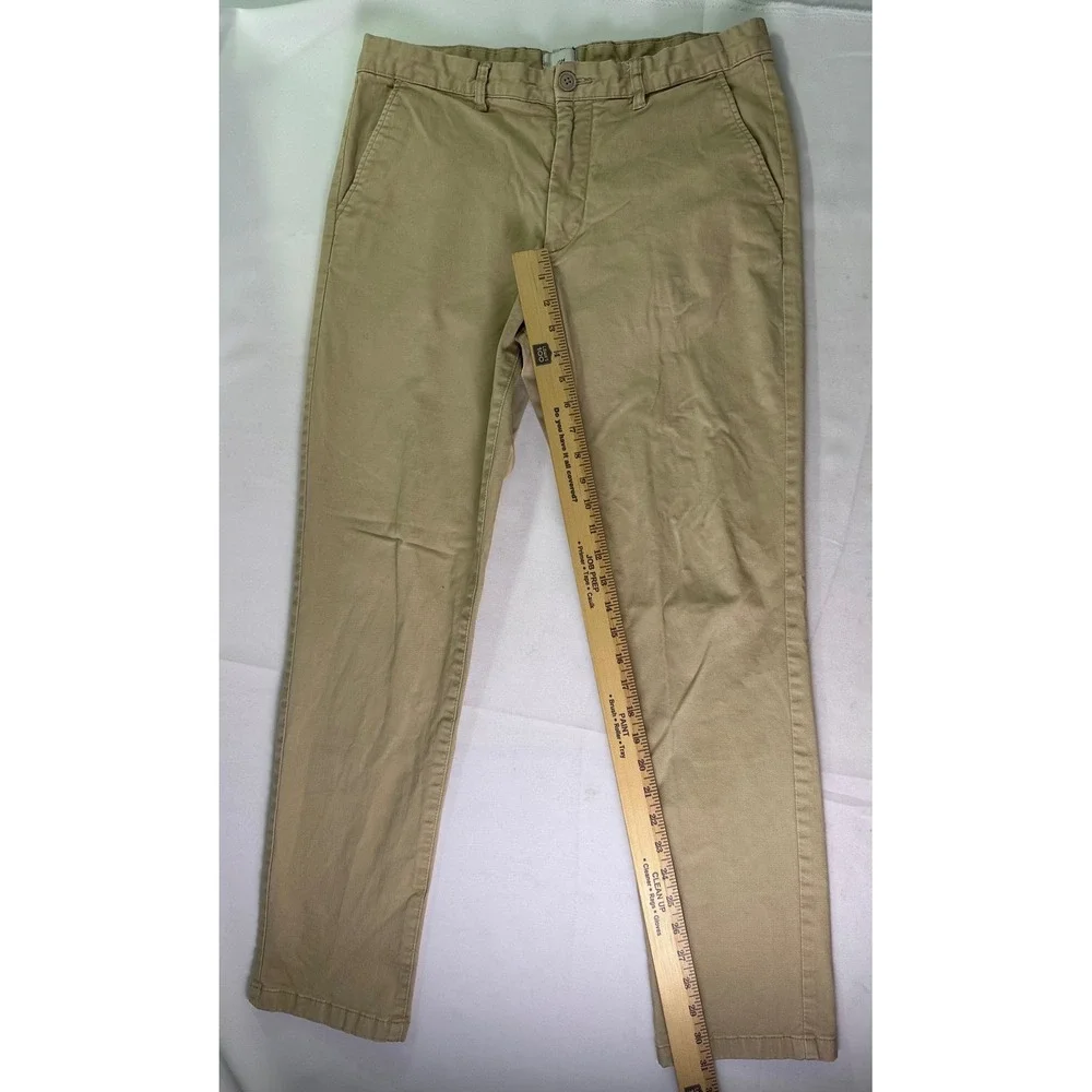 H&M Slim Fit Chino Pants Tan Khaki Mens Flat Front Casual Preppy Twill Slacks 32